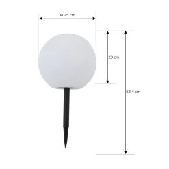 Lindby Dekorationsbelysning|Solcellelamper > LED-solcellelampe Lago, Ø 25 cm, kugle, jordspyd, hvid