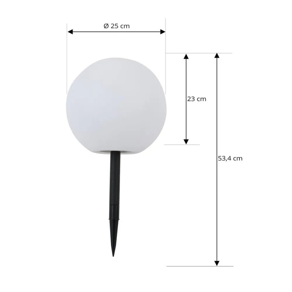 Lindby Dekorationsbelysning|Solcellelamper > LED-solcellelampe Lago, Ø 25 cm, kugle, jordspyd, hvid
