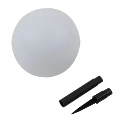 Lindby Dekorationsbelysning|Solcellelamper > LED-solcellelampe Lago, Ø 25 cm, kugle, jordspyd, hvid