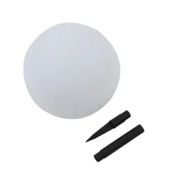 Dekorationsbelysning|Solcellelamper ^ Lindby LED-solcellelampe Lago, Ø 30 cm, kugle, jordspyd, hvid