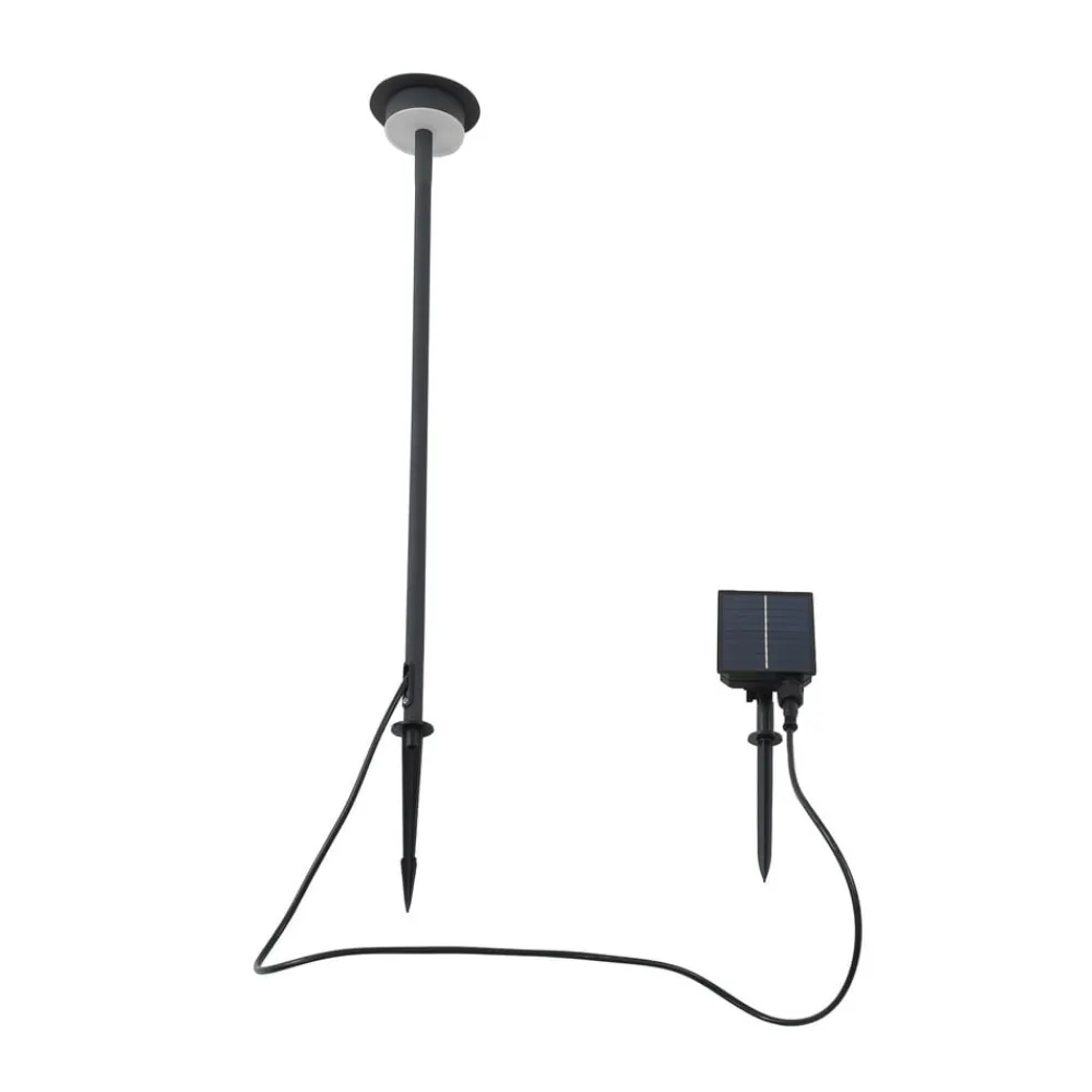 Lindby Dekorationsbelysning|Solcellelamper > LED-solcellelampe Lyris, sort, aluminium, 3.000 K