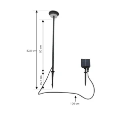 Lindby Dekorationsbelysning|Solcellelamper > LED-solcellelampe Lyris, sort, aluminium, 3.000 K