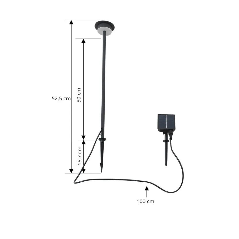 Lindby Dekorationsbelysning|Solcellelamper > LED-solcellelampe Lyris, sort, aluminium, 3.000 K