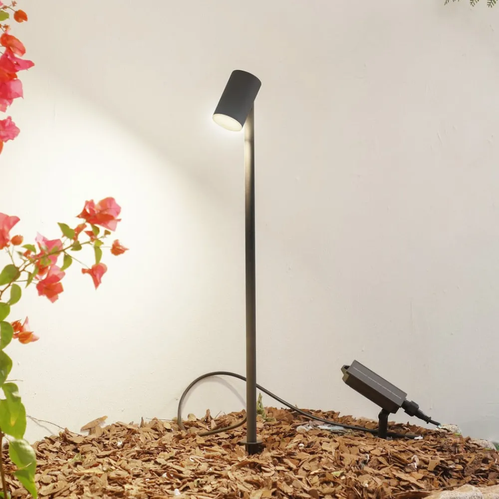 Dekorationsbelysning|Solcellelamper ^ Lindby LED-solcellelampe Myric, sort, aluminium, 3.000 K