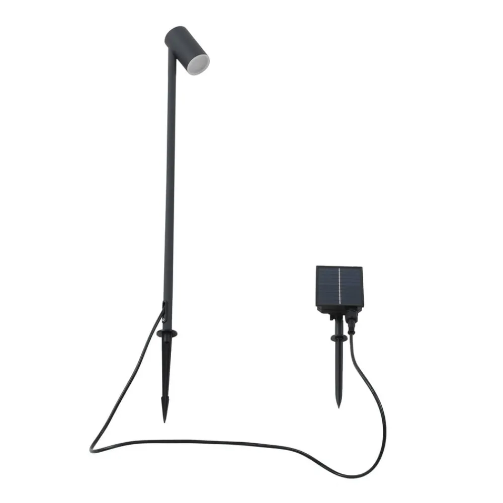 Dekorationsbelysning|Solcellelamper ^ Lindby LED-solcellelampe Myric, sort, aluminium, 3.000 K