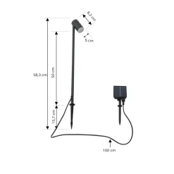 Dekorationsbelysning|Solcellelamper ^ Lindby LED-solcellelampe Myric, sort, aluminium, 3.000 K