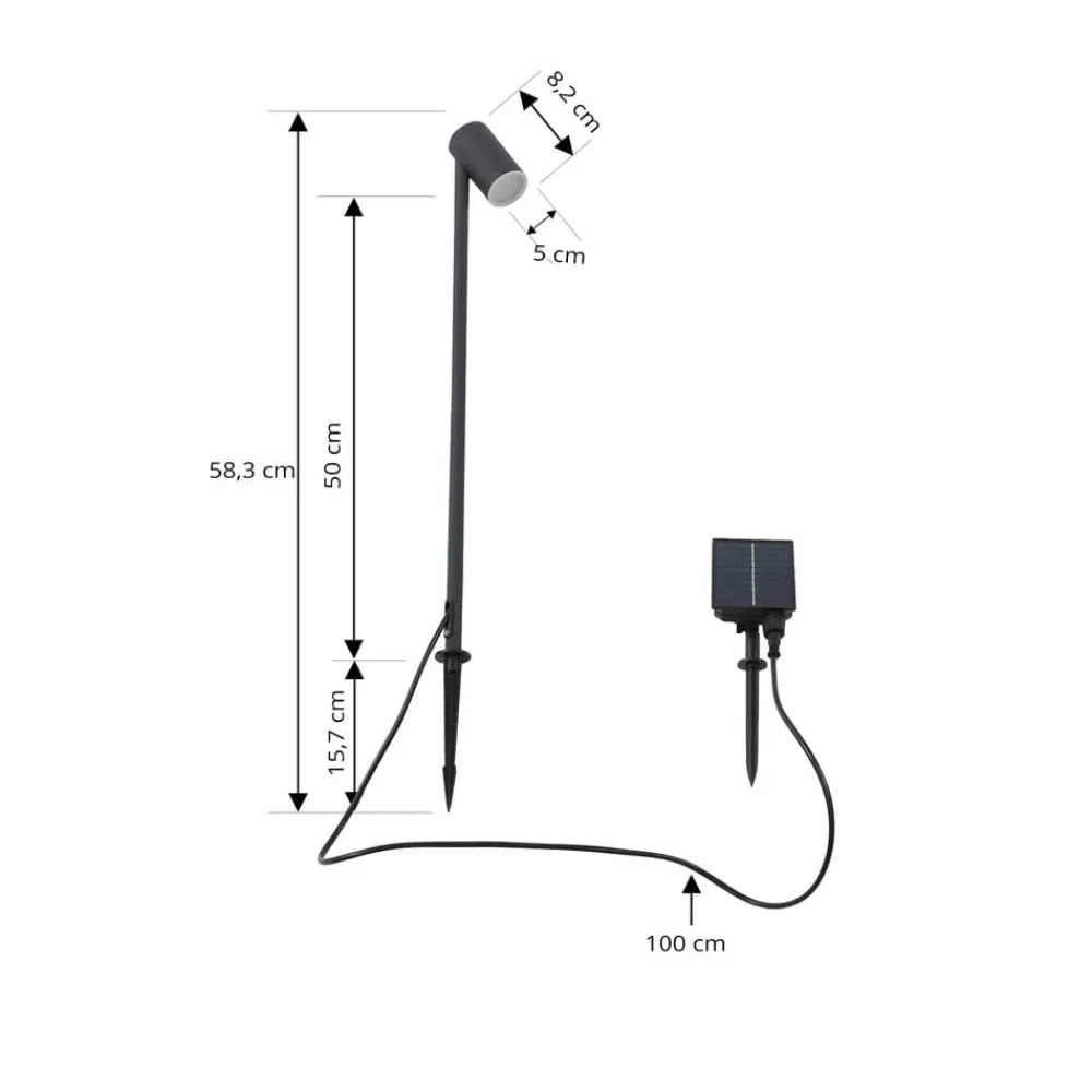 Dekorationsbelysning|Solcellelamper ^ Lindby LED-solcellelampe Myric, sort, aluminium, 3.000 K