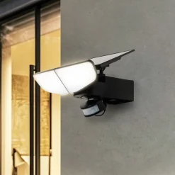 Solcelle Lampe Med Sensor|Væglampe Med Sensor ^ Lindby LED-solcellelampe Naelin, sort, sensor, IP44
