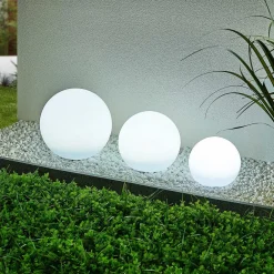 Dekorationsbelysning|Solcellelamper ^ Lindby LED-solcellelamper Lago, RGBW, sæt med 3, kugler, jordspyd