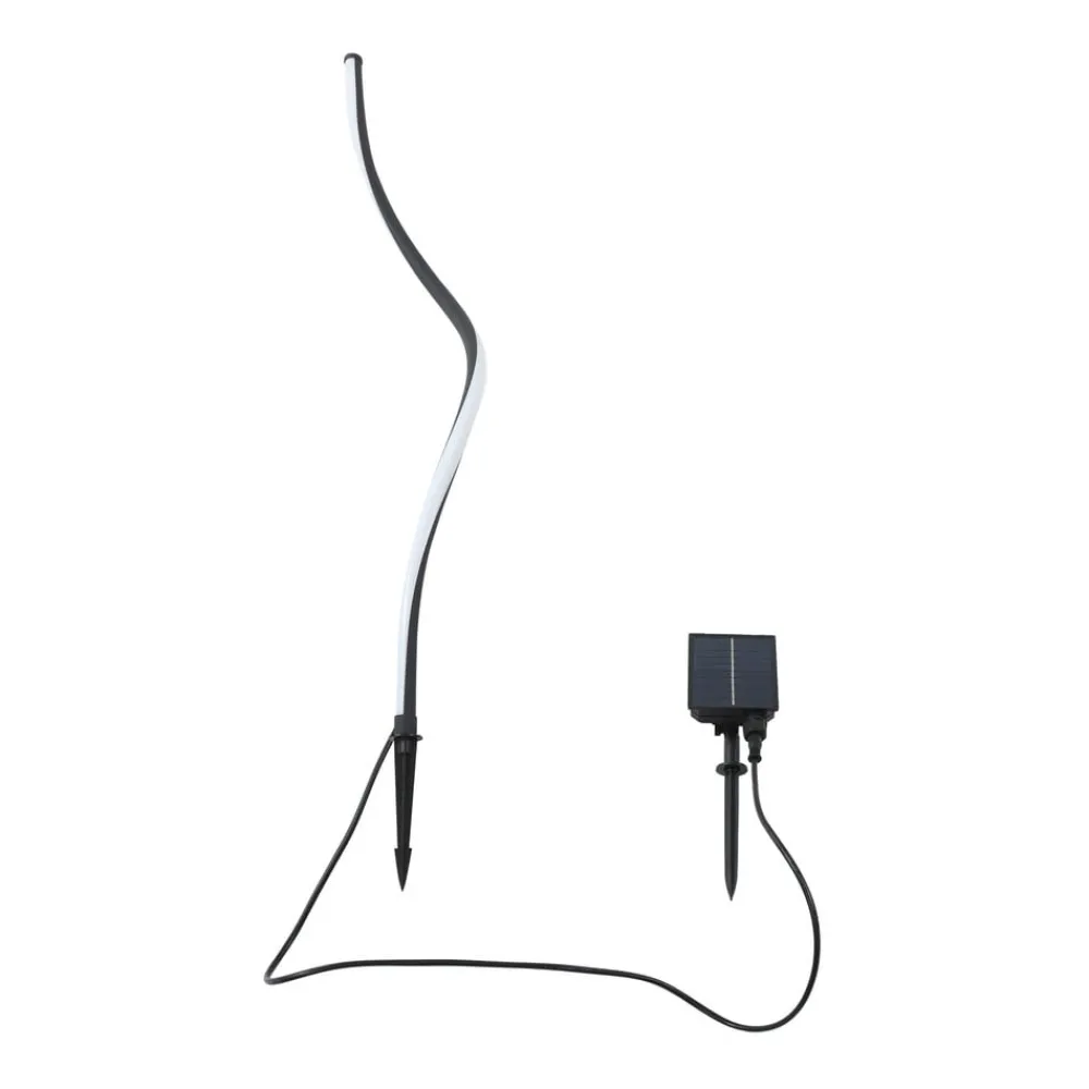 Lindby Solcellelamper|Udendørs Spot > LED-solcellelampe Sabriel, buet, sort, aluminium, 3000K
