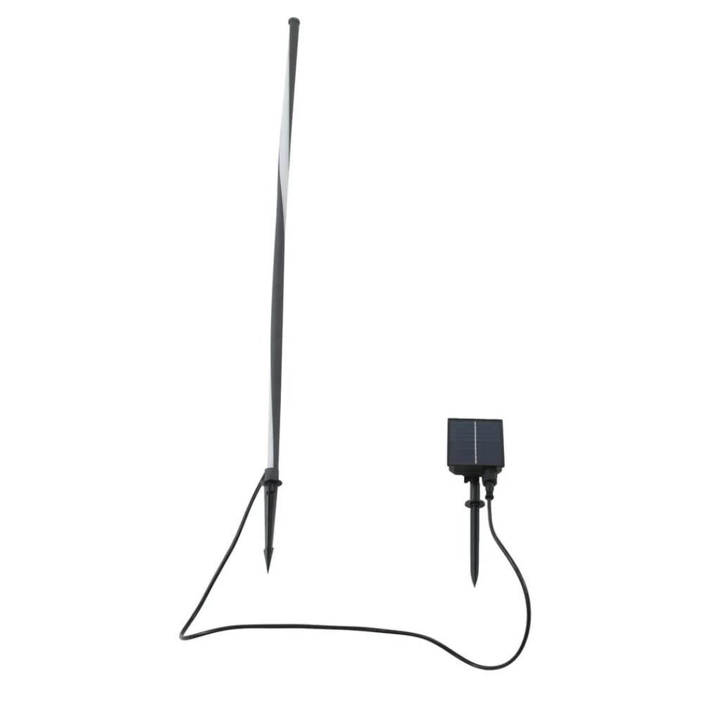 Dekorationsbelysning|Udendørs Spot ^ Lindby LED-solcellelampe Sabriel, lige, sort, aluminium, 3000K