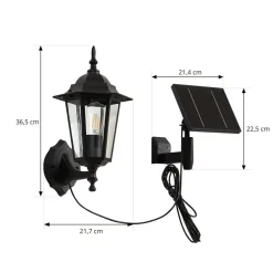 Lindby Solcellelamper|Væglamper > LED-solcellelampe Sayata, sort, aluminium, lygte