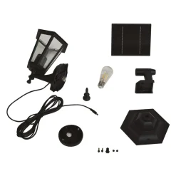 Lindby Solcellelamper|Væglamper > LED-solcellelampe Sayata, sort, aluminium, lygte