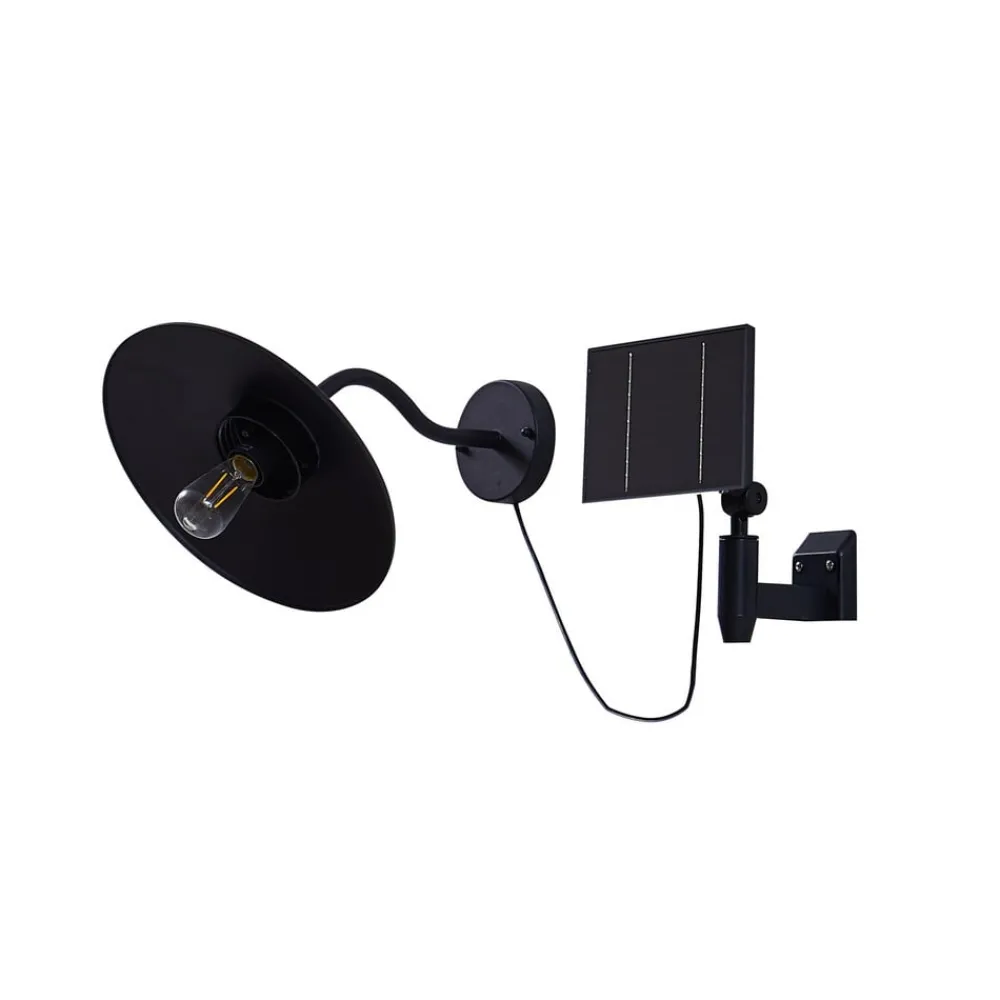 Lindby Solcellelamper > LED-solcellelampe Virane, sort, aluminium