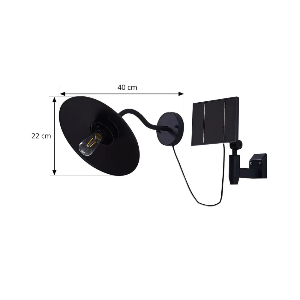 Lindby Solcellelamper > LED-solcellelampe Virane, sort, aluminium