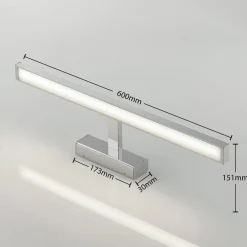 Lindby Væglamper > LED-spejllampe Jukka, 60 cm, krom, metal, IP44