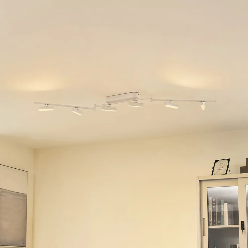 Lindby Loftlamper|Spotlights > LED-spotlight Eldrin, hvid, 6 lyskilder, lysliste