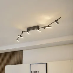 Loftlamper|Spotlights ^ Lindby LED-spotlight Eldrin, sort, 6 lyskilder, lysliste