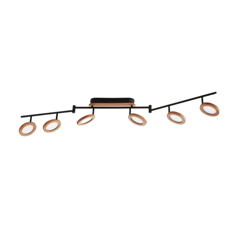 Lindby Spotlights|Loftlamper > LED-spotlight Manel, træ, 152 cm lang, 6 lyskilder