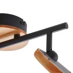 Spotlights ^ Lindby LED-spotlight Manel, træ, 37 cm lang, 2 lyskilder