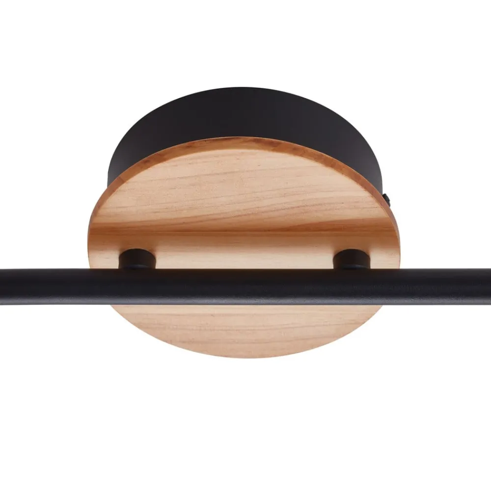 Spotlights ^ Lindby LED-spotlight Manel, træ, 37 cm lang, 2 lyskilder