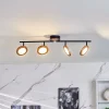 Spotlights ^ Lindby LED-spotlight Manel, træ, 84 cm lang, 4 lyskilder