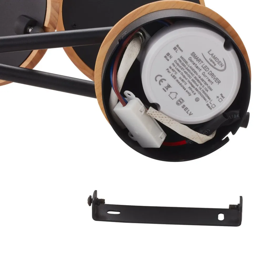 Spotlights ^ Lindby LED-spotlight Manel, træ, 84 cm lang, 4 lyskilder