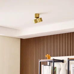 Lindby Loftlamper|Loftlamper > LED-spotlight Nivoria, Ø 14 cm, guldfarvet, drejeligt monteret
