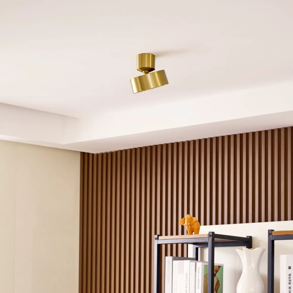 Lindby Loftlamper|Loftlamper > LED-spotlight Nivoria, Ø 14 cm, guldfarvet, drejeligt monteret