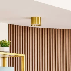 Lindby Loftlamper|Spotlights > LED-spotlight Nivoria, Ø 12 cm, guldfarvet, metal