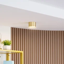 Lindby Gang|Loftlamper > LED-spotlight Nivoria, Ø11 cm, 9 W, guldfarvet, metal