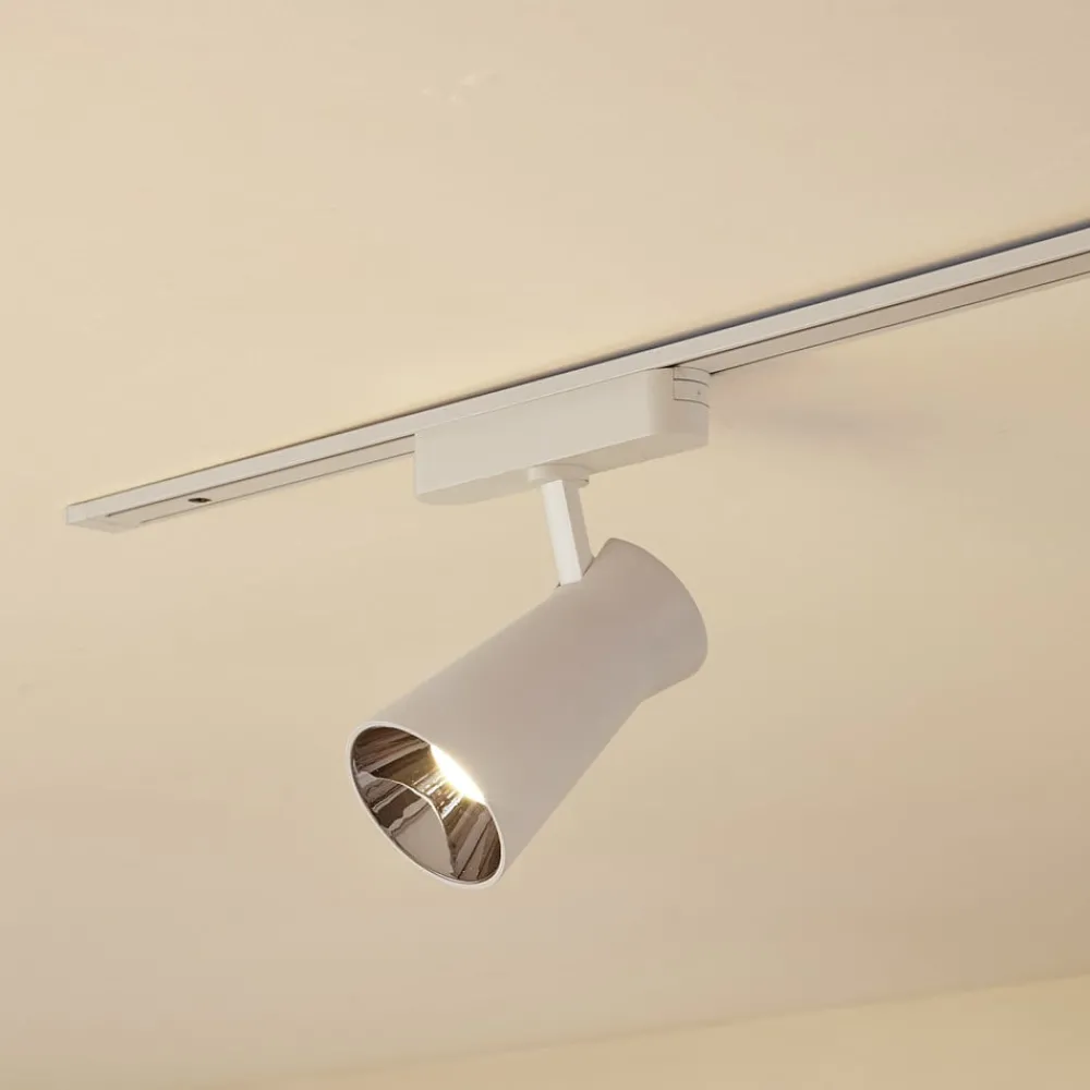 Lindby Skinnesystem > LED-spot 48 V Lumaro, hvid, Ø7cm, plast, dæmpbar