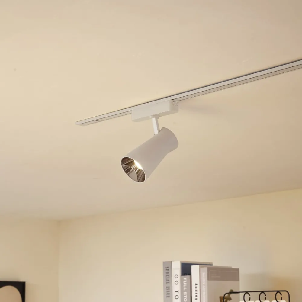 Lindby Skinnesystem > LED-spot 48 V Lumaro, hvid, Ø7cm, plast, dæmpbar