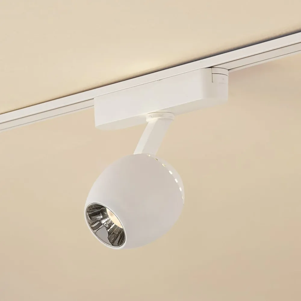 Skinnesystem ^ Lindby LED-spot 48 V Lumaro, hvid, Ø6cm, plast, dæmpbar
