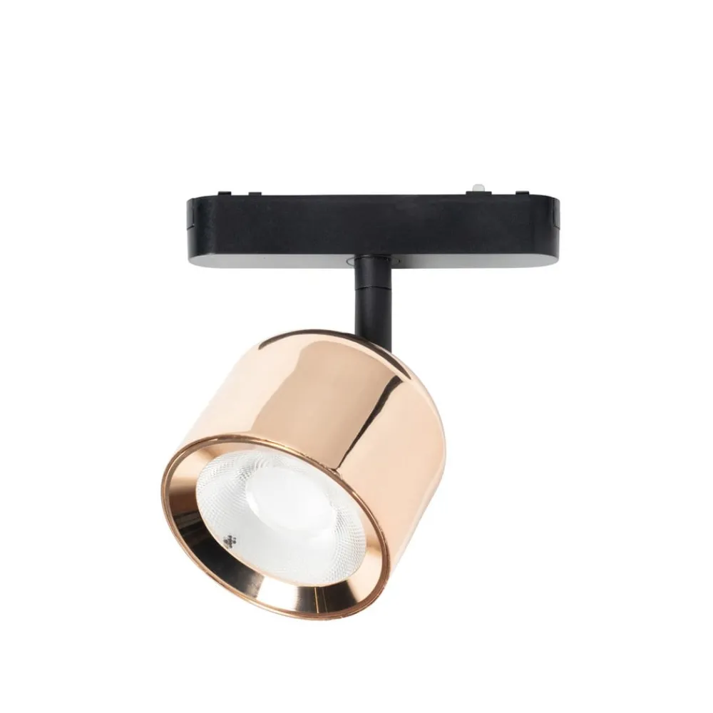 Skinnesystem ^ Lindby LED-spot 48 V Lumaro, rosaguld, Ø 8,2 cm, aluminium, dæmpbar