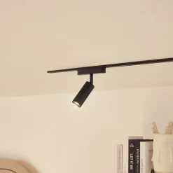 Skinnesystem ^ Lindby LED-spot 48 V Lumaro, sort, Ø 4 cm, aluminium, dæmpbar