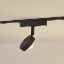Lindby Skinnesystem > LED-spot 48 V Lumaro, sort, Ø 7,3 cm, aluminium, dæmpbar