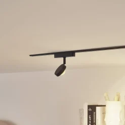 Lindby Skinnesystem > LED-spot 48 V Lumaro, sort, Ø 7,3 cm, aluminium, dæmpbar