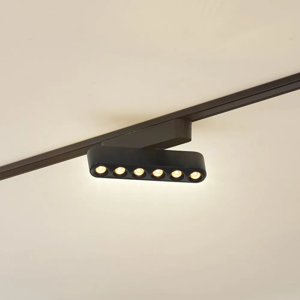 Skinnesystem ^ Lindby LED-strip 48V Lumaro,sort,6punkter,drejelig,dæmpbar
