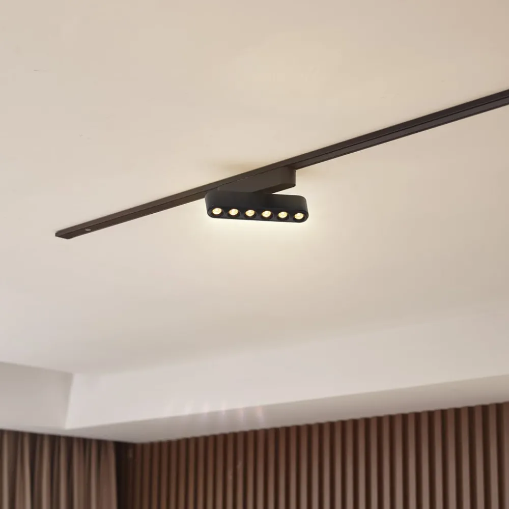 Skinnesystem ^ Lindby LED-strip 48V Lumaro,sort,6punkter,drejelig,dæmpbar