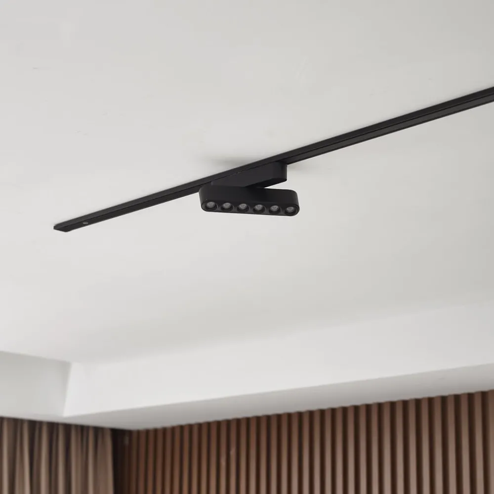 Skinnesystem ^ Lindby LED-strip 48V Lumaro,sort,6punkter,drejelig,dæmpbar
