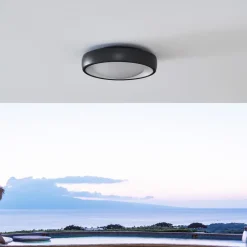 Lindby Udendørs Loftlamper > LED udendørs loftlampe Niniel, sort, Ø 25 cm