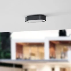 Lindby Udendørs Loftlamper > LED udendørs loftlampe Niniel, sort, 24 x 14 cm