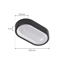 Lindby Udendørs Loftlamper > LED udendørs loftlampe Niniel, sort, 24 x 14 cm