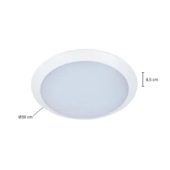 Lindby Terrassebelysning|Udendørs Loftlamper > LED udendørs loftlampe Naira, hvid, sensor, 30 cm, IP65