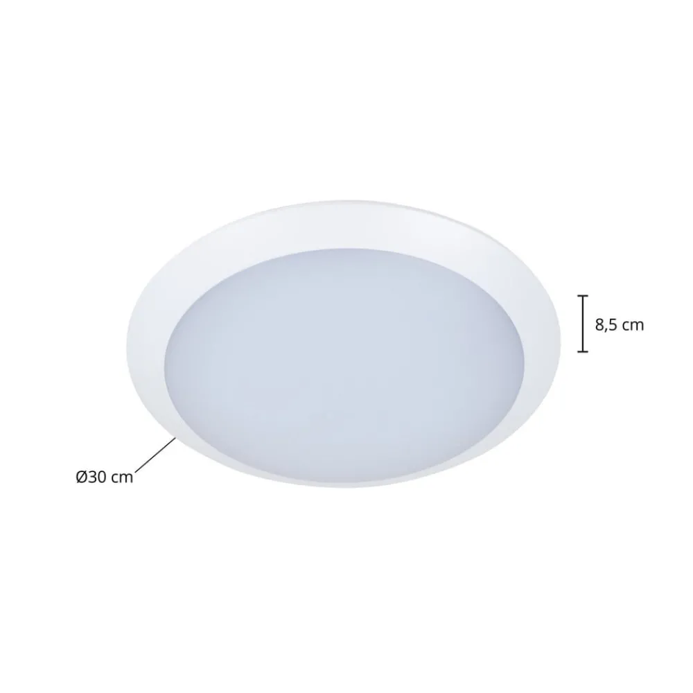 Lindby Terrassebelysning|Udendørs Loftlamper > LED udendørs loftlampe Naira, hvid, sensor, 30 cm, IP65