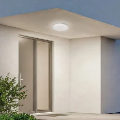 Lindby Terrassebelysning|Udendørs Loftlamper > LED udendørs loftslampe Kirkola, 4000 K, Ø 26 cm, hvid