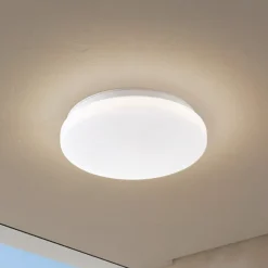 Terrassebelysning|Udendørs Loftlamper ^ Lindby LED udendørs loftslampe Kirkola, 4000 K, Ø 34 cm, hvid