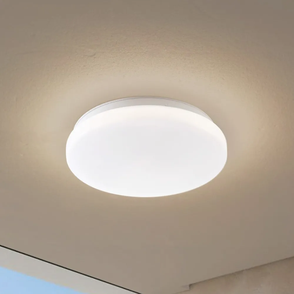 Terrassebelysning|Udendørs Loftlamper ^ Lindby LED udendørs loftslampe Kirkola, 4000 K, Ø 34 cm, hvid
