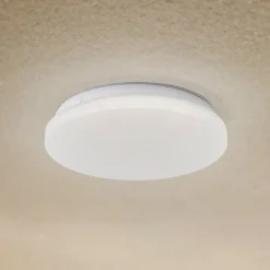 Terrassebelysning|Udendørs Loftlamper ^ Lindby LED udendørs loftslampe Kirkola, 3000 K, Ø 26 cm, hvid
